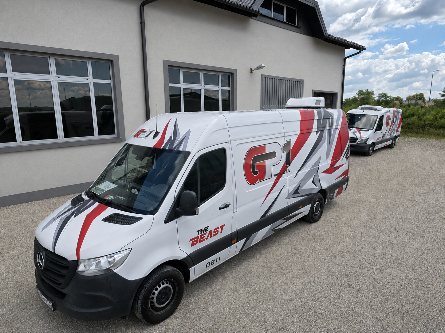 GP1 outside broadcast vans at the Jastrebarsko broadcast centre